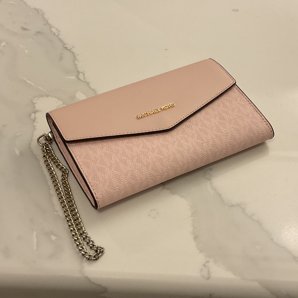 Michael Kors Blush Pink Clutch with Chain
